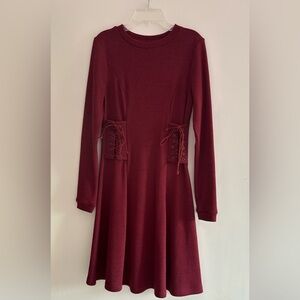 Chic Long Sleeve Burgundy Dress